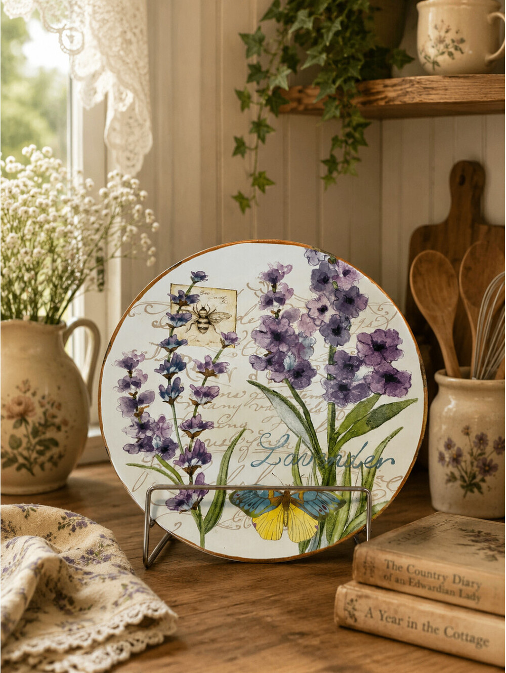 Certified International Lavender Fields Decorative Plate Susan Winget Butterfly